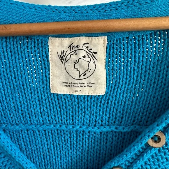 Free People Women's Firefly Knit Tunic Oversized Sweater Surf Blue XS NWT Boho - Picture 8 of 16